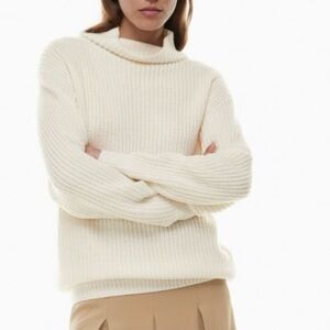 Aritzia Wilfred Ribbed High Neck Sweater Relaxed Fit Cream Size XS